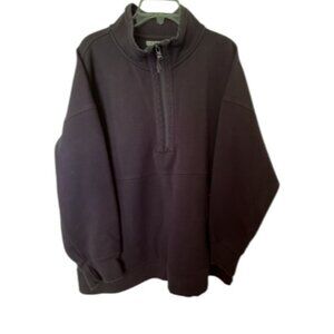 Maurices Black Quarter Zip Sweatshirt, Front Zip Pockets, Band Bottom- Womens 1X